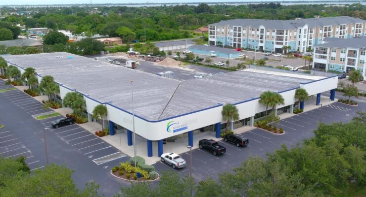 Aerial view of the Rogue Valley Microdevices facility in Palm Bay, Florida